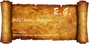 Rákosi Gyula névjegykártya