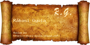 Rákosi Gyula névjegykártya